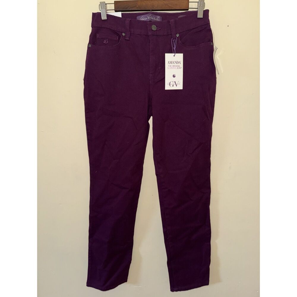 NWT Gloria Vanderbilt Amanda High Rise Tapered Jeans Purple Plum Size 4 Average